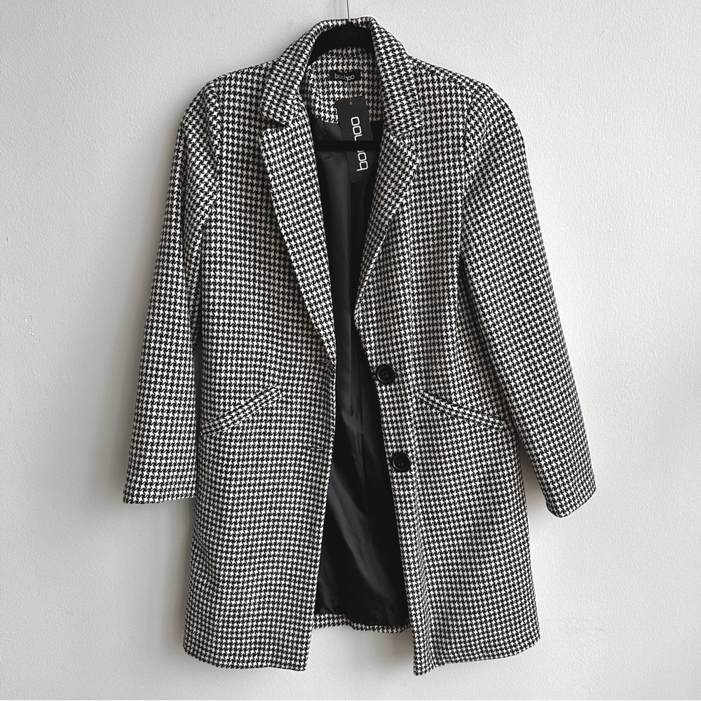Dogtooth Checker Wool Coat - NWT